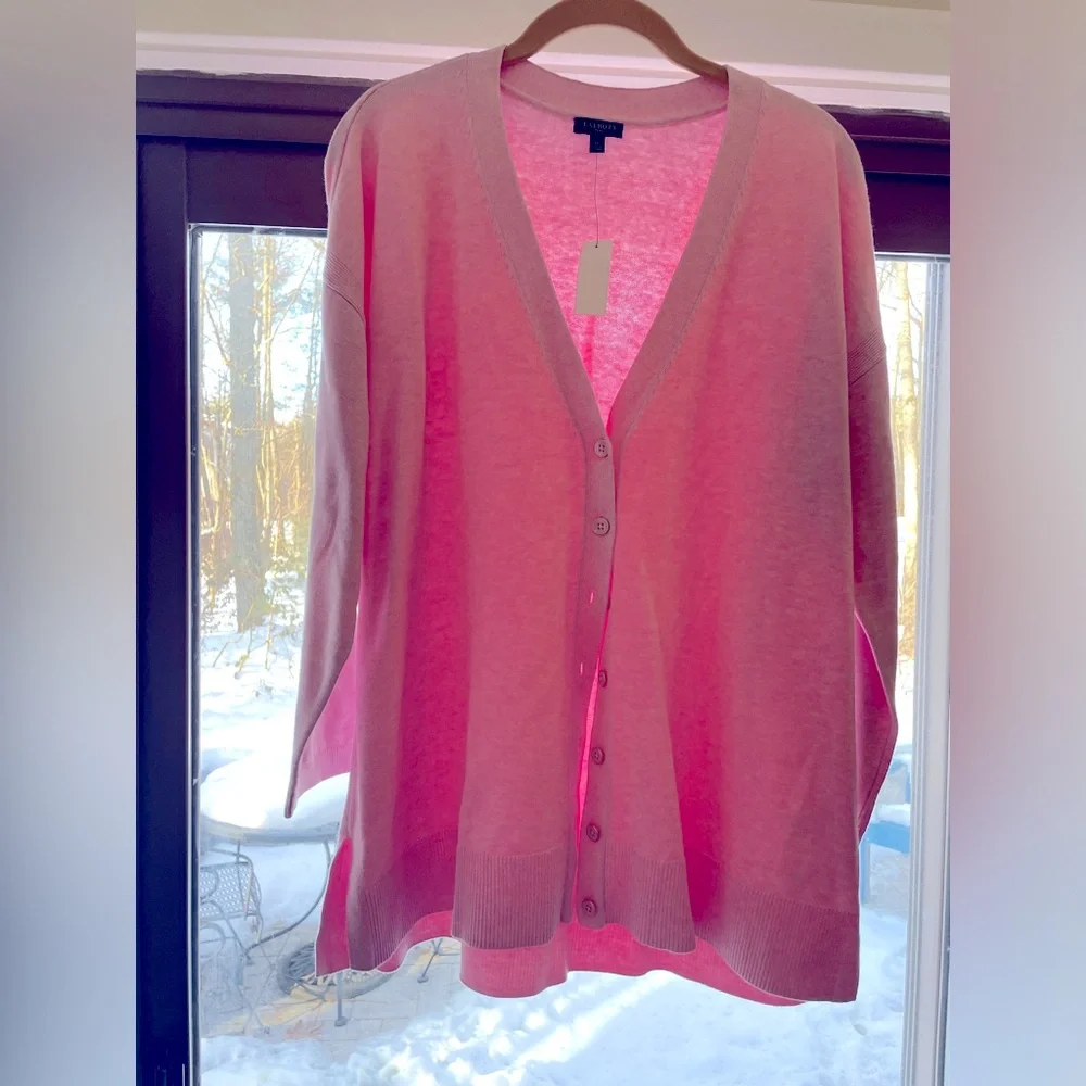 NWT Talbots pink cardigan. Size 1x - Picture 1 of 5